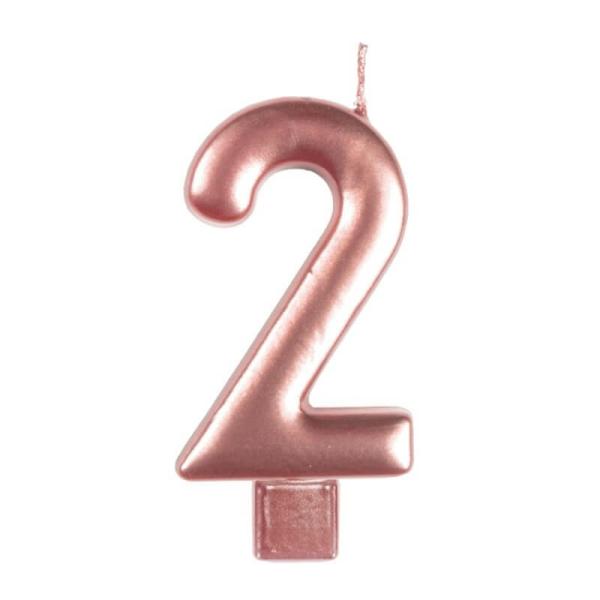 Rose Gold Numeral Moulded Candle – Number 2  |   Candles