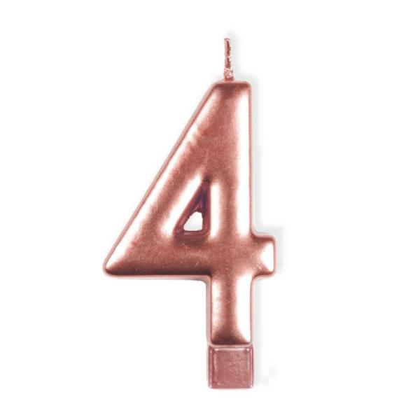 Rose Gold Numeral Moulded Candle – Number 4  |   Candles