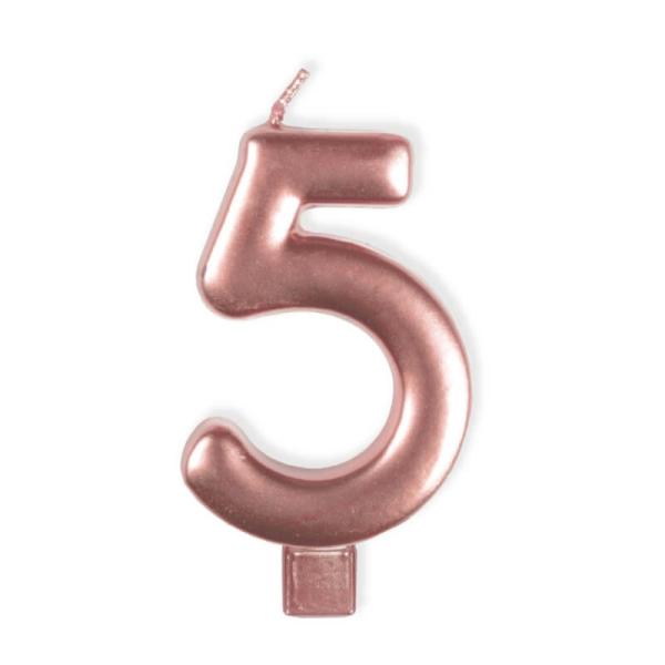 Rose Gold Numeral Moulded Candle – Number 5  |   Candles