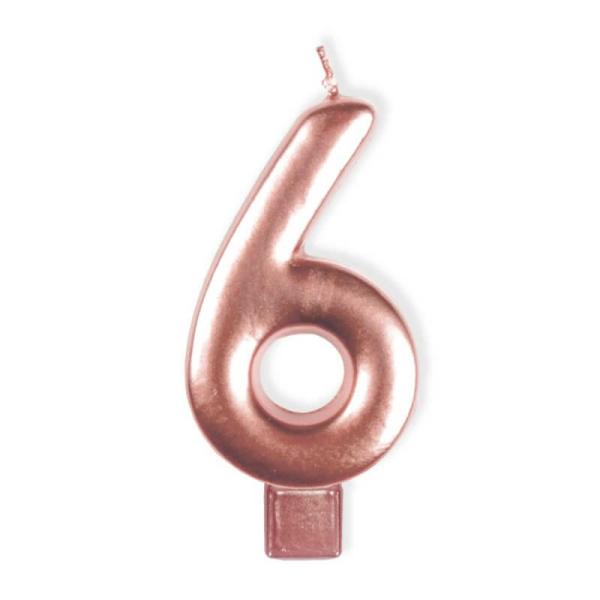 Rose Gold Numeral Moulded Candle – Number 6  |   Candles