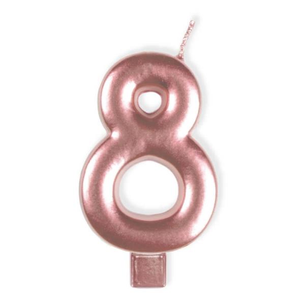 Rose Gold Numeral Moulded Candle – Number 8  |   Candles