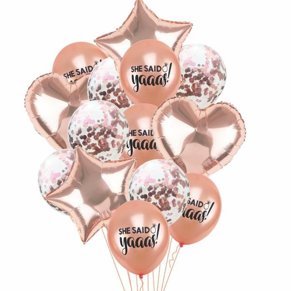 Rose Gold ‘she Said Yaaas’ Latex Balloon Bouquet 14Pk  |   Balloon Bouquets