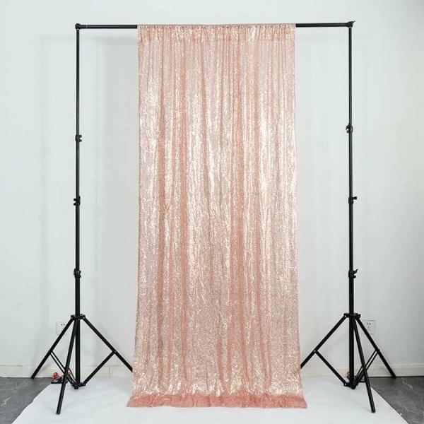 Rose Gold Shimmer Sequin Wall Backdrop Curtain  |   Sequin Backdrop Curtains