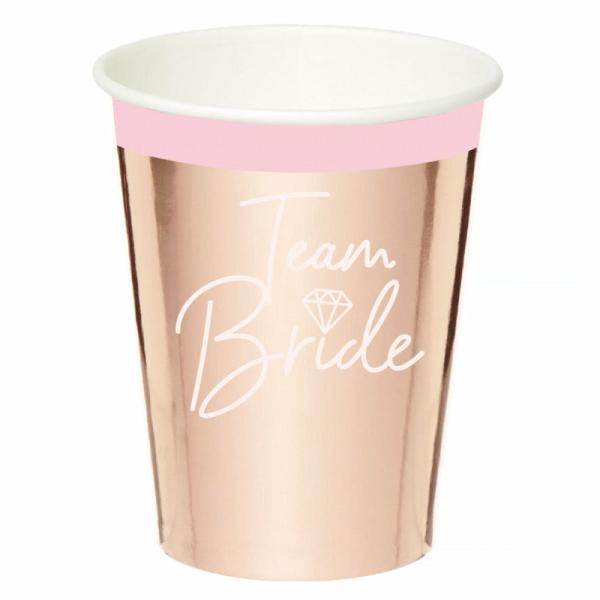 Rose Gold Team Bride 250Ml Paper Cups 8Pk  |   Party Cups