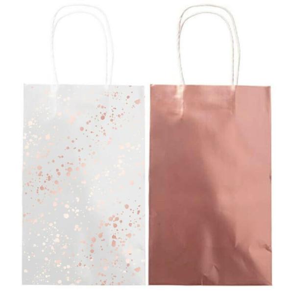 Rose Gold Team Bride Paper Kraft Bags 8Pk  |   Everlasting Bears