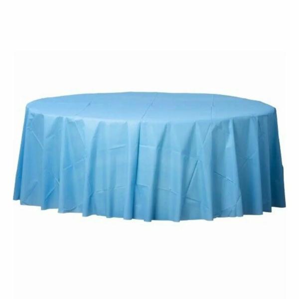 Round Pastel Blue Plastic Tablecover  |   Table Covers