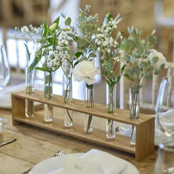 Rustic Romance Wooden Stem Holder Wedding Centrepiece  |   Table Centrepieces