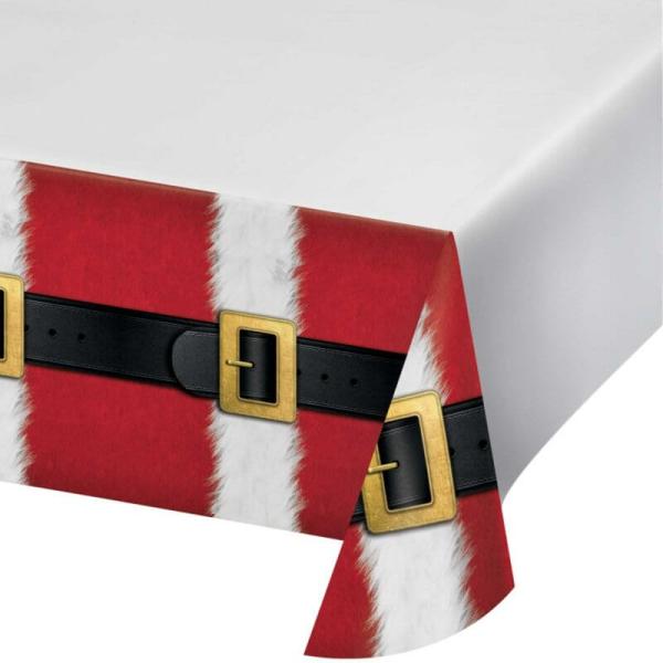 Santa’s Suit Border Print Paper Tablecover  |   Table Covers