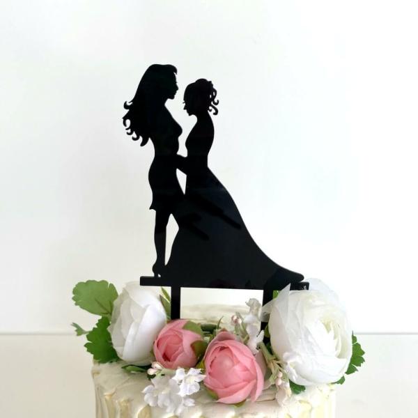 Silhouette Two Brides Bridal Cake Topper  |   Wedding