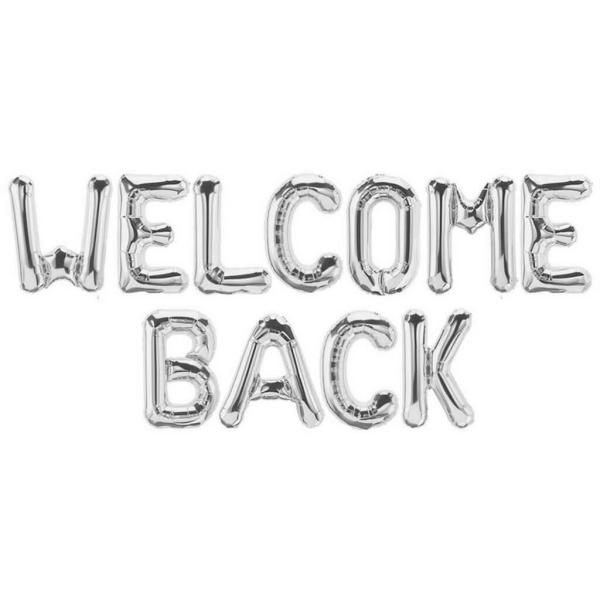 Silver Welcome Back Foil Letter Balloon Banner  |   Foil Balloon Phrases