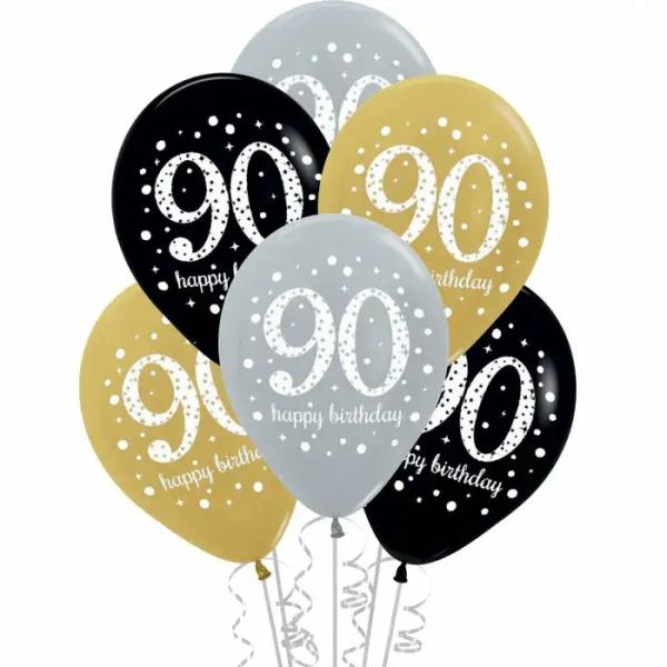 Sparkling Celebration 90 30Cm Latex Balloons 6Pk  |   Printed Balloons