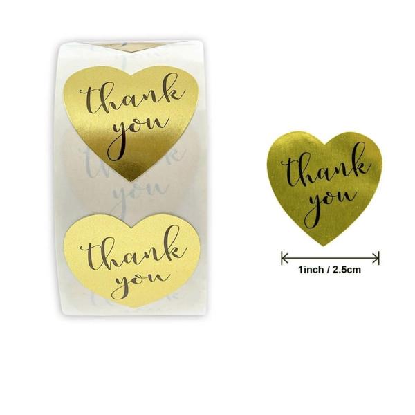 Thank You Gold Vinyl Heart Stickers 50Pk  |   Thank You Stickers