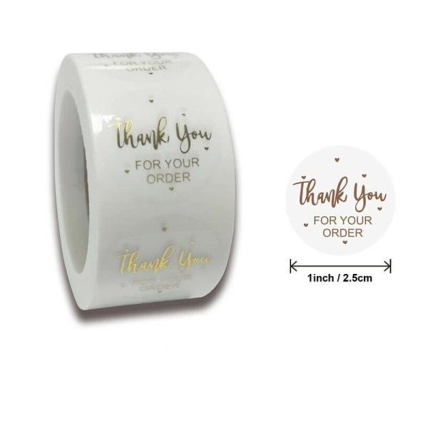 Transparent Thank You For Your Order Gold Vinyl Stickers 50Pk  |   Thank You Stickers