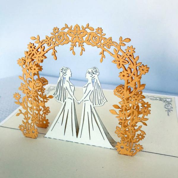 Two Brides Wedding Pop Up Card  |   Congratulations