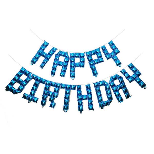 Video Game Pixel Happy Birthday Foil Balloon Banner – Blue  |   Party Banners