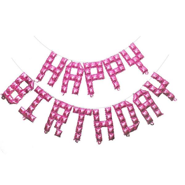 Video Game Pixel Happy Birthday Foil Balloon Banner – Pink  |   Party Banners