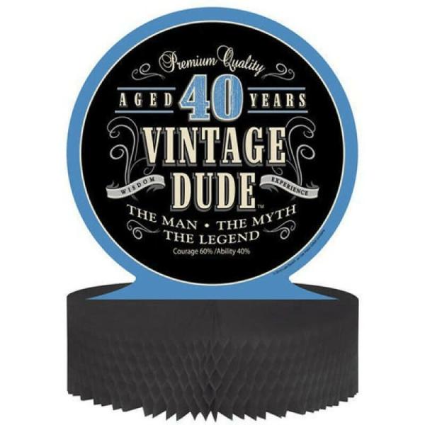 Vintage Dude 40Th Birthday Centrepiece Honeycomb 30Cm  |   Honeycomb Balls