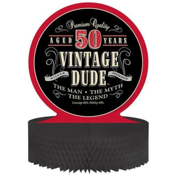 Vintage Dude 50Th Birthday Centrepiece Honeycomb 30Cm  |   Honeycomb Balls