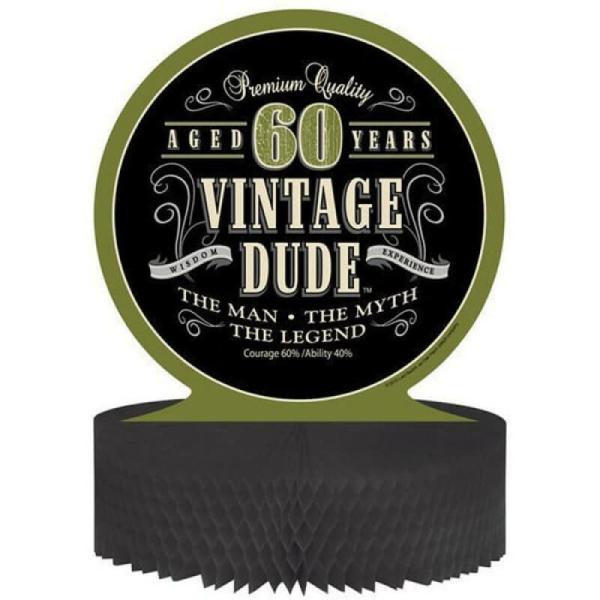 Vintage Dude 60Th Birthday Centrepiece Honeycomb 30Cm  |   Honeycomb Balls