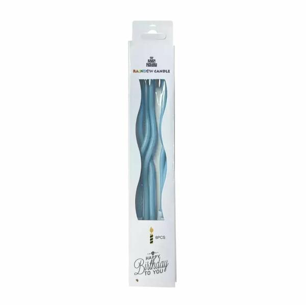 Wavy Pastel Blue Candles 6Pk  |   Candles