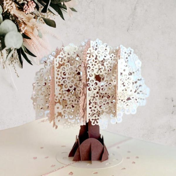 White Cherry Blossom Tree Pop Up Card  |   Anniversary