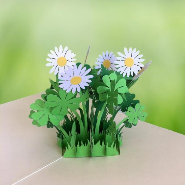 White Daisy Clover 3D Card  |   Valentine’s Day