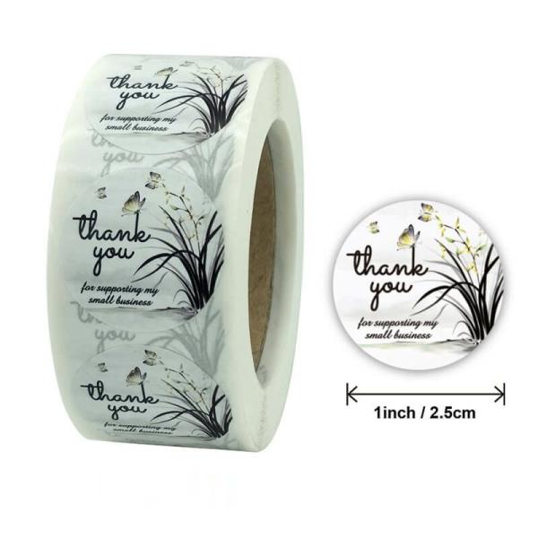 White & Green Floral Wreath Thank You Stickers 50Pk  |   Thank You Stickers