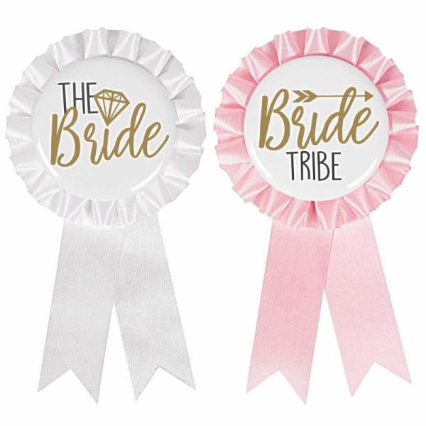 White & Pink Bachelorette Award Ribbons 8Pk  |   Award Ribbons