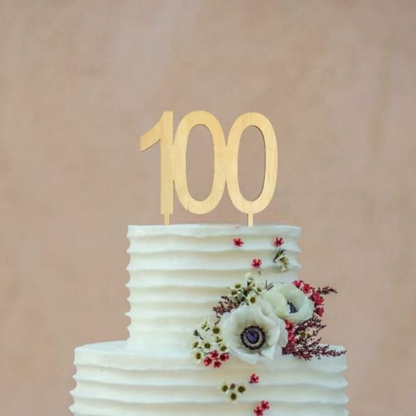 Wooden Age 100 Birthday Cake Topper  |   Birthday