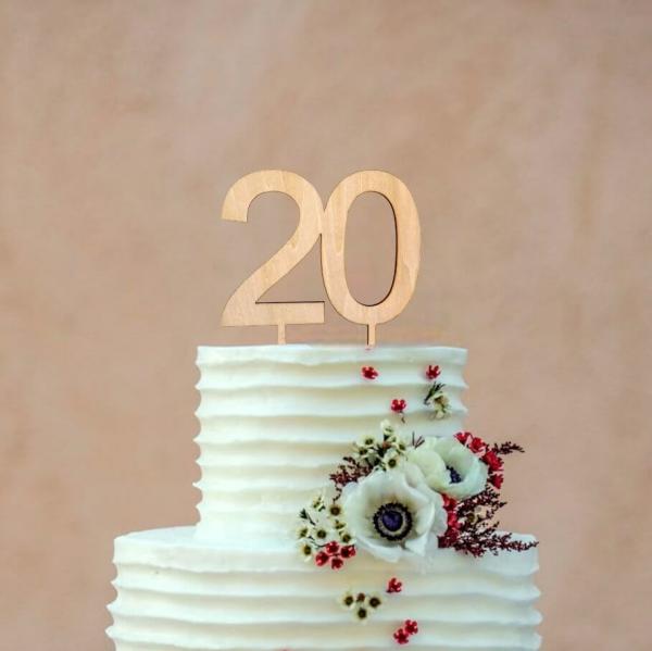 Wooden Age 20 Birthday Cake Topper  |   Birthday