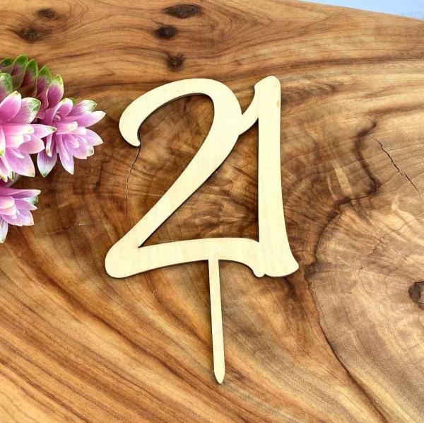 Wooden Age 21 Cake Topper  |   Birthday