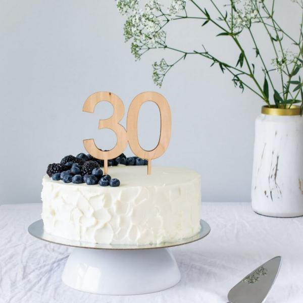 Wooden Age 30 Number Cake Topper  |   Numbers