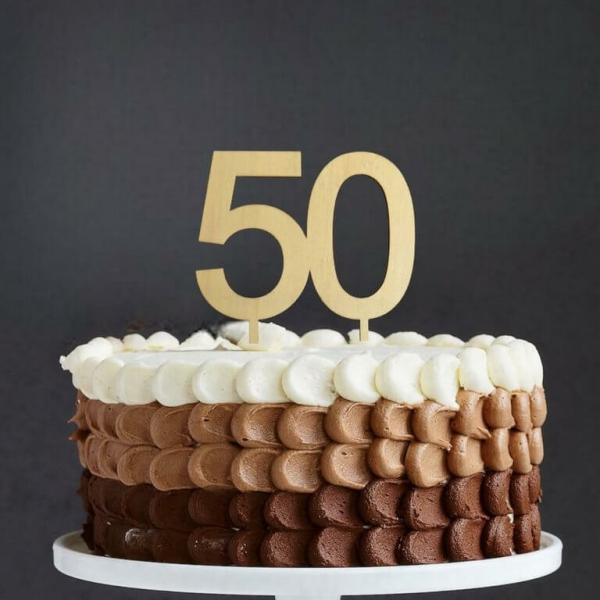 Wooden Age 50 Number Cake Topper  |   Age