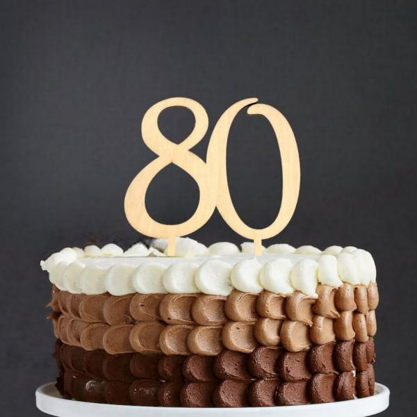 Wooden Age 80 Birthday Cake Topper  |   Numbers