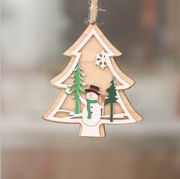 Wooden Christmas Hanging Ornament – Xmas Tree & Snowman  |   Everlasting Bears