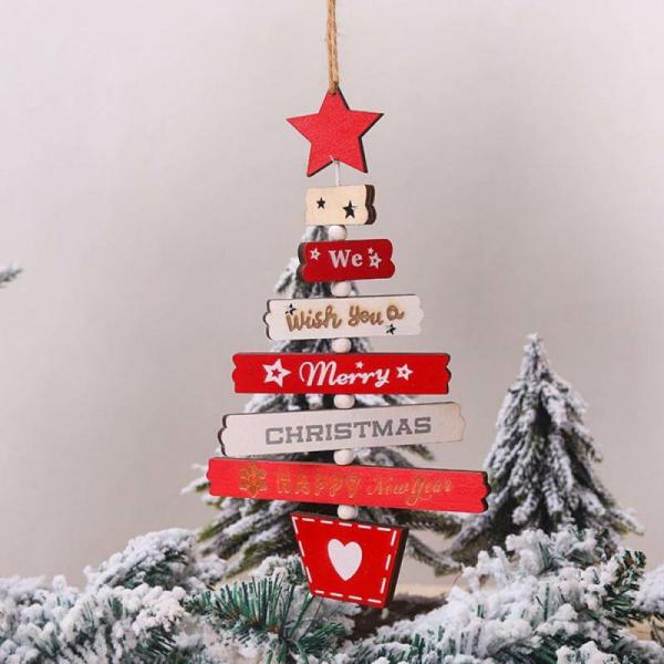 Wooden Christmas Hanging Pendant – White & Red  |   Everlasting Bears