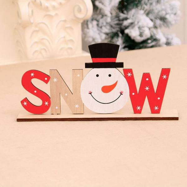 Wooden Christmas Table Ornament – Snow  |   Everlasting Bears