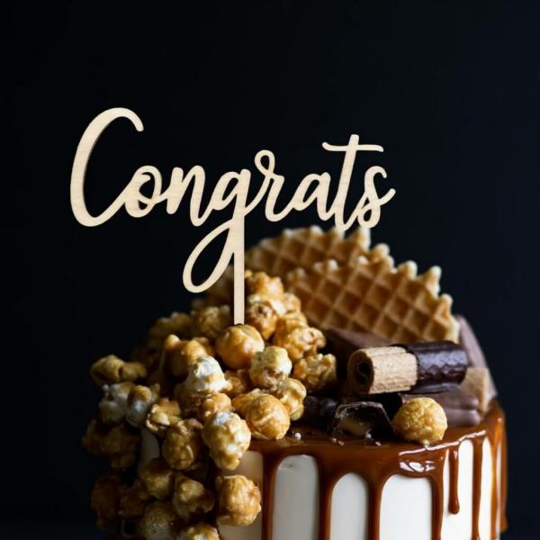 Wooden ‘Congrats’ Cake Topper  |   Baby Shower