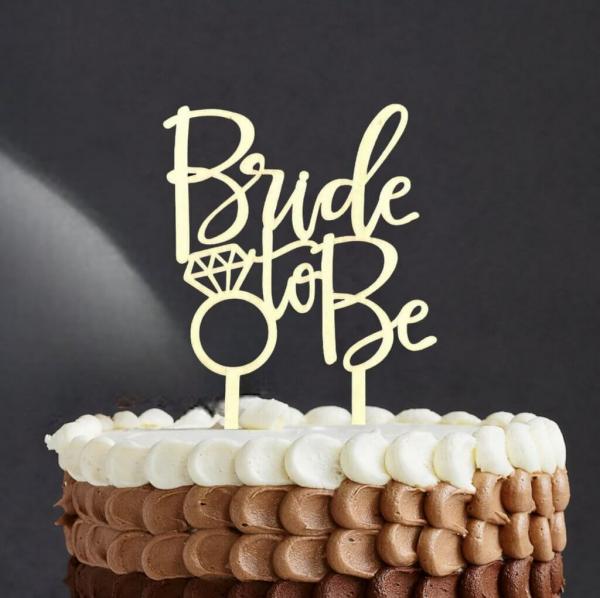 Wooden Diamond ‘Bride To Be’ Cake Topper  |   Bride To Be