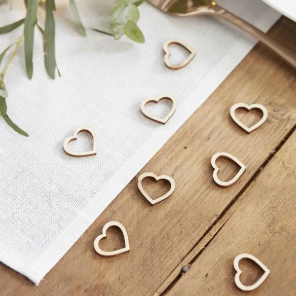 Wooden Heart Table Confetti 25Pk  |   Wooden Confetti