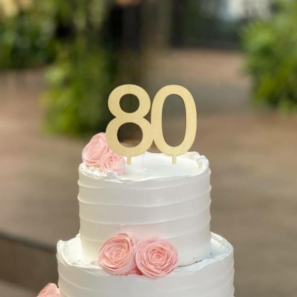 Wooden Number 80 Cake Topper  |   Numbers