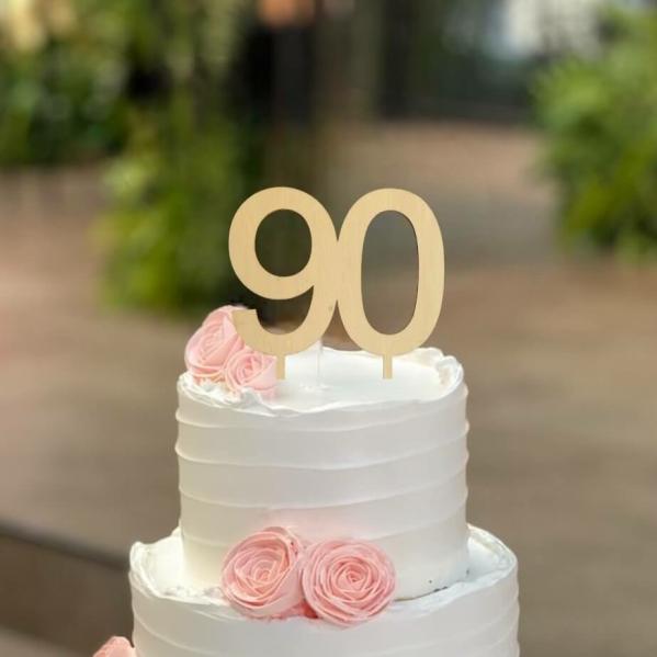 Wooden Number 90 Cake Topper  |   Age