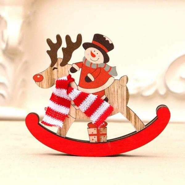 Wooden Snowman Riding Rocking Reindeer  |   Everlasting Bears