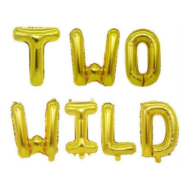 16-Inch Gold Two Wild Foil Balloon Banner  |   Party Banners