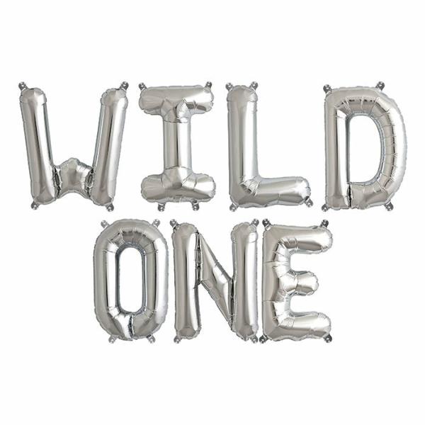 16-Inch Silver Wild One Foil Balloon Banner  |   Party Banners