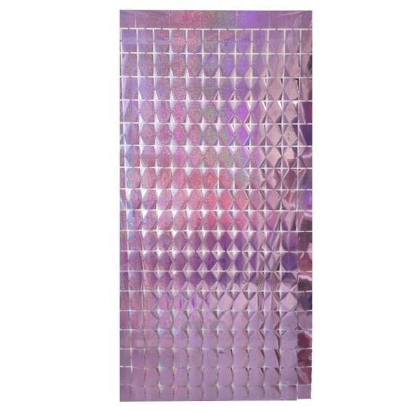 Laser Glitter Square Foil Fringe Curtain – Light Pink  |   Foil Curtains