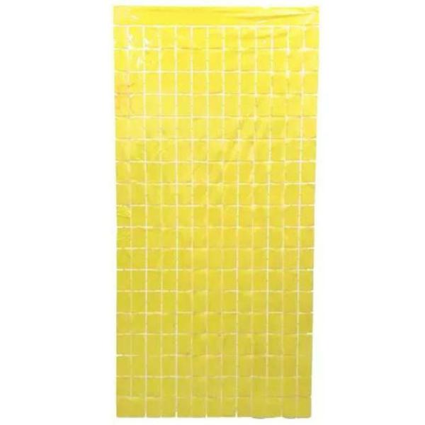 Square Tinsel Foil Fringe Curtain – Pastel Yellow  |   Foil Curtains