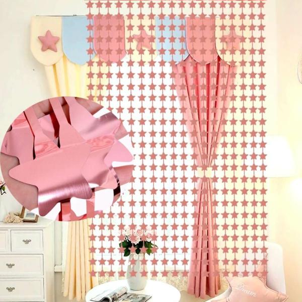 Star Tinsel Foil Fringe Curtain – Pink  |   Foil Curtains