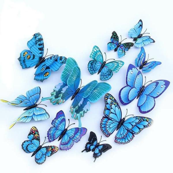 3D Blue Butterfly Magnetic Stickers 12 Pack  |   3D Butterfly Stickers