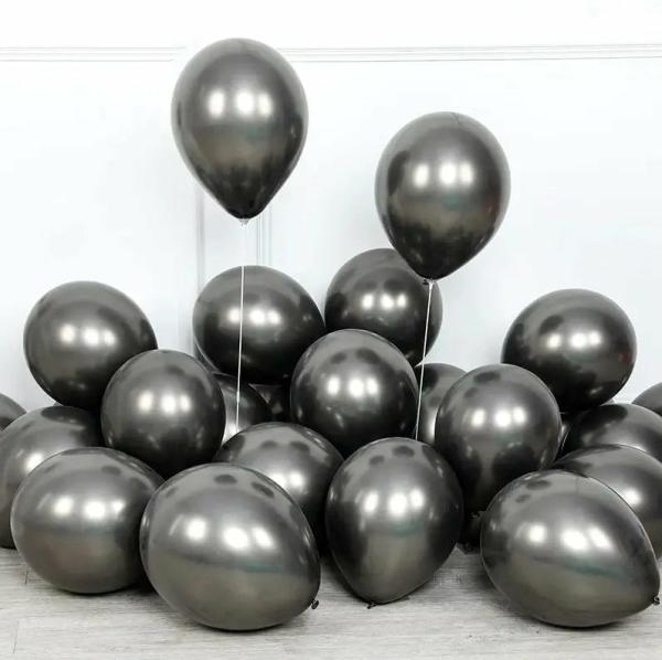 10-Inch Metallic Chrome Black Latex Balloons 10Pk  |   Balloon Bouquets